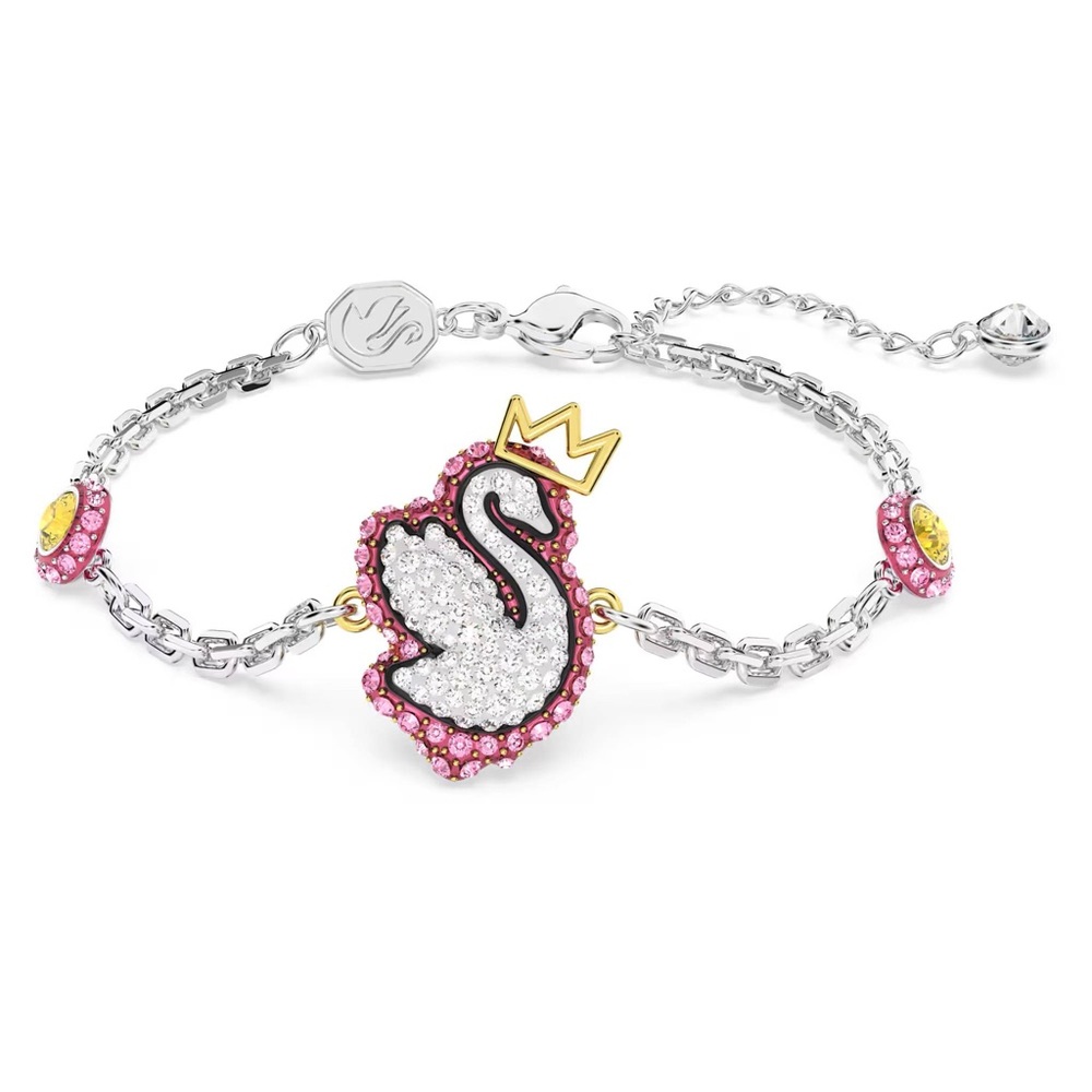 Swarovski Silver and Pink Swan Bracelet